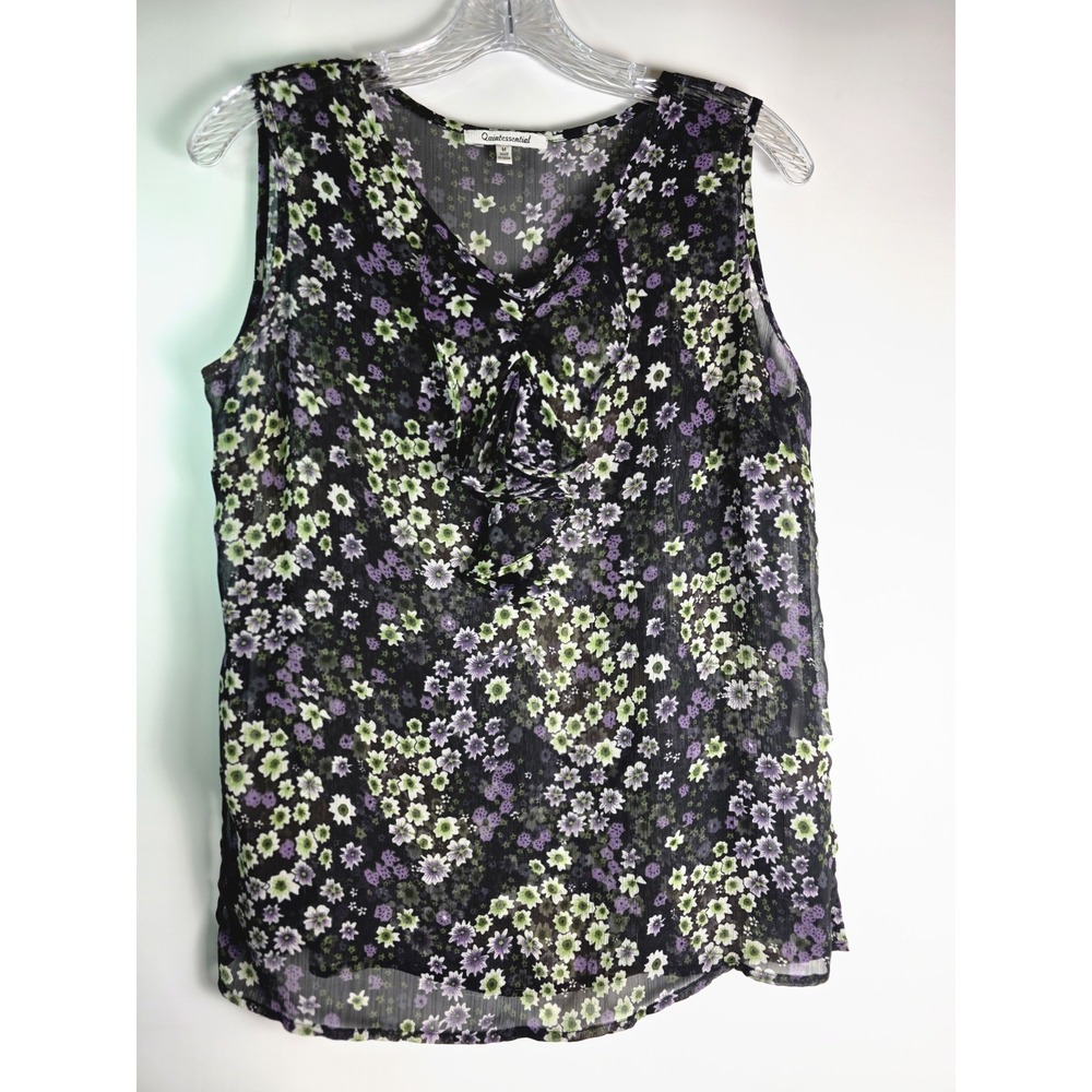 Quintessentia Top Women's Size‎ M Purple Floral Summer Style Sleeveless Shirt